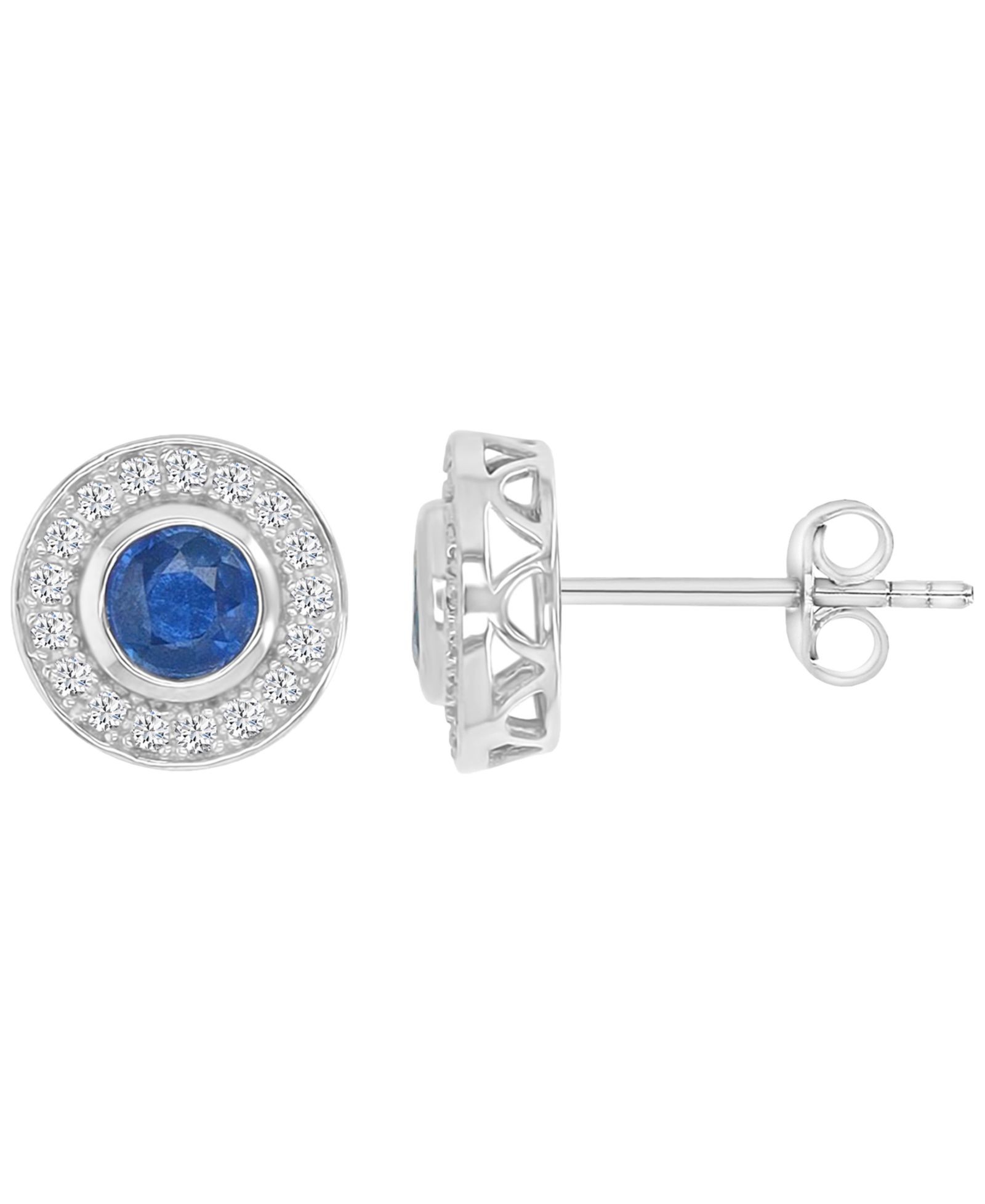 Macy's Sapphire (0.76 ct. t.w.) & Diamond Circle Stud серьги-гвоздики