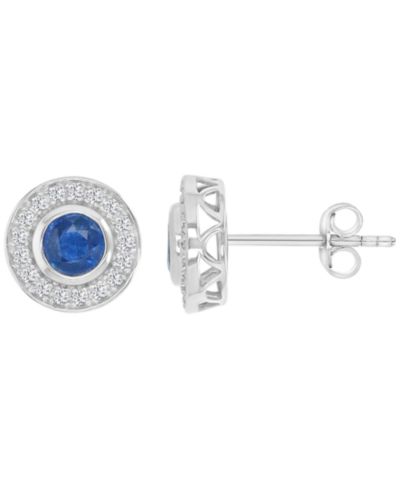 Macy's Sapphire (0.76 ct. t.w.) & Diamond Circle Stud серьги-гвоздики