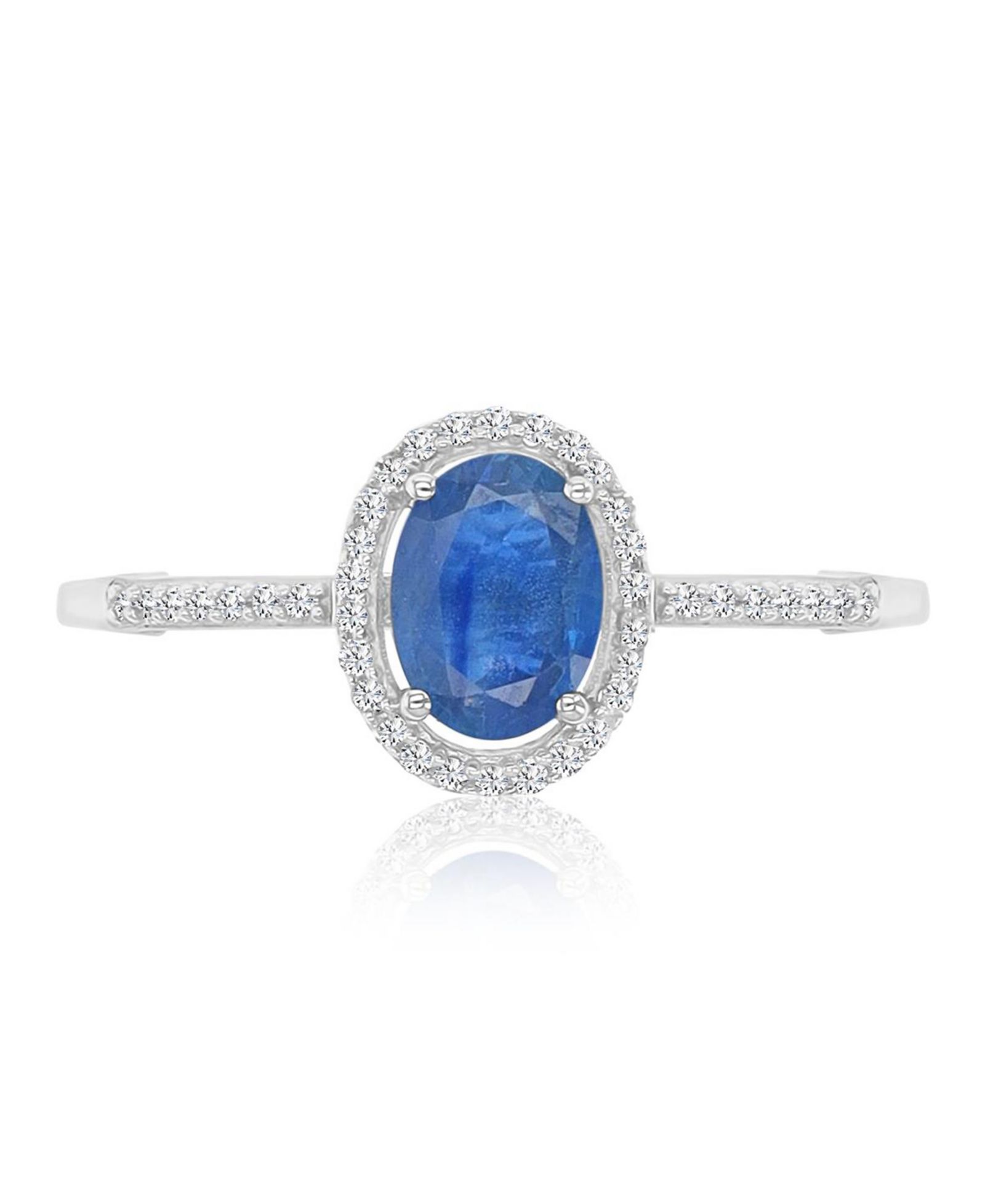 Кольцо Macy's Sapphire 1 ct. t.w. & Diamond 0.138 ct. t.w. Halo 14k White Gold