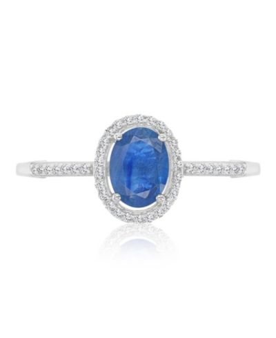 Кольцо Macy's Sapphire 1 ct. t.w. & Diamond 0.138 ct. t.w. Halo 14k White Gold