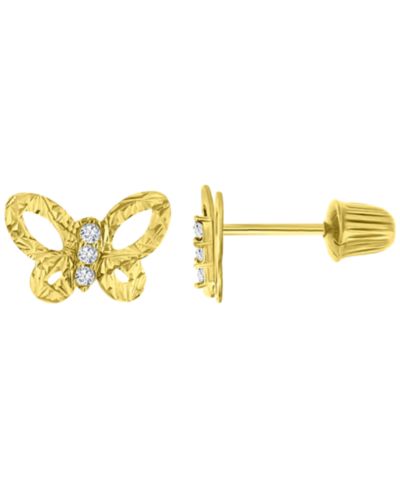 Macy's Серьги-гвоздики с бабочкой из желтого золота 14k