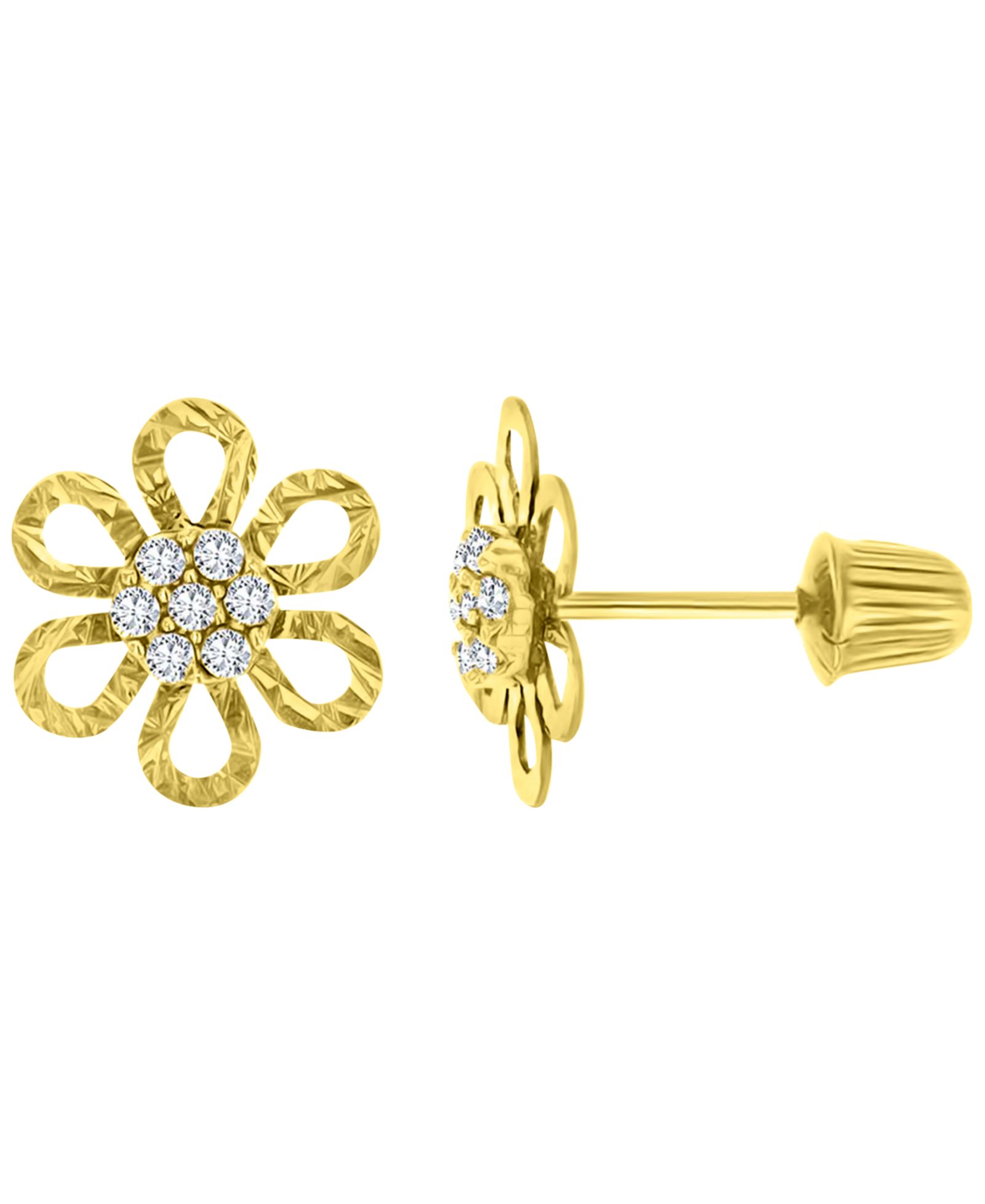 Macy's серьги-гвоздики Diamond Cut Flower