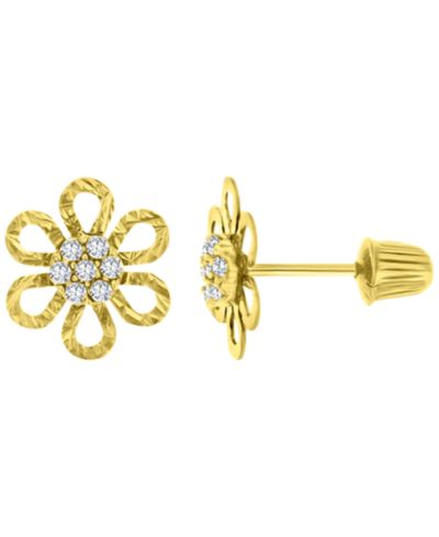 Macy's серьги-гвоздики Diamond Cut Flower