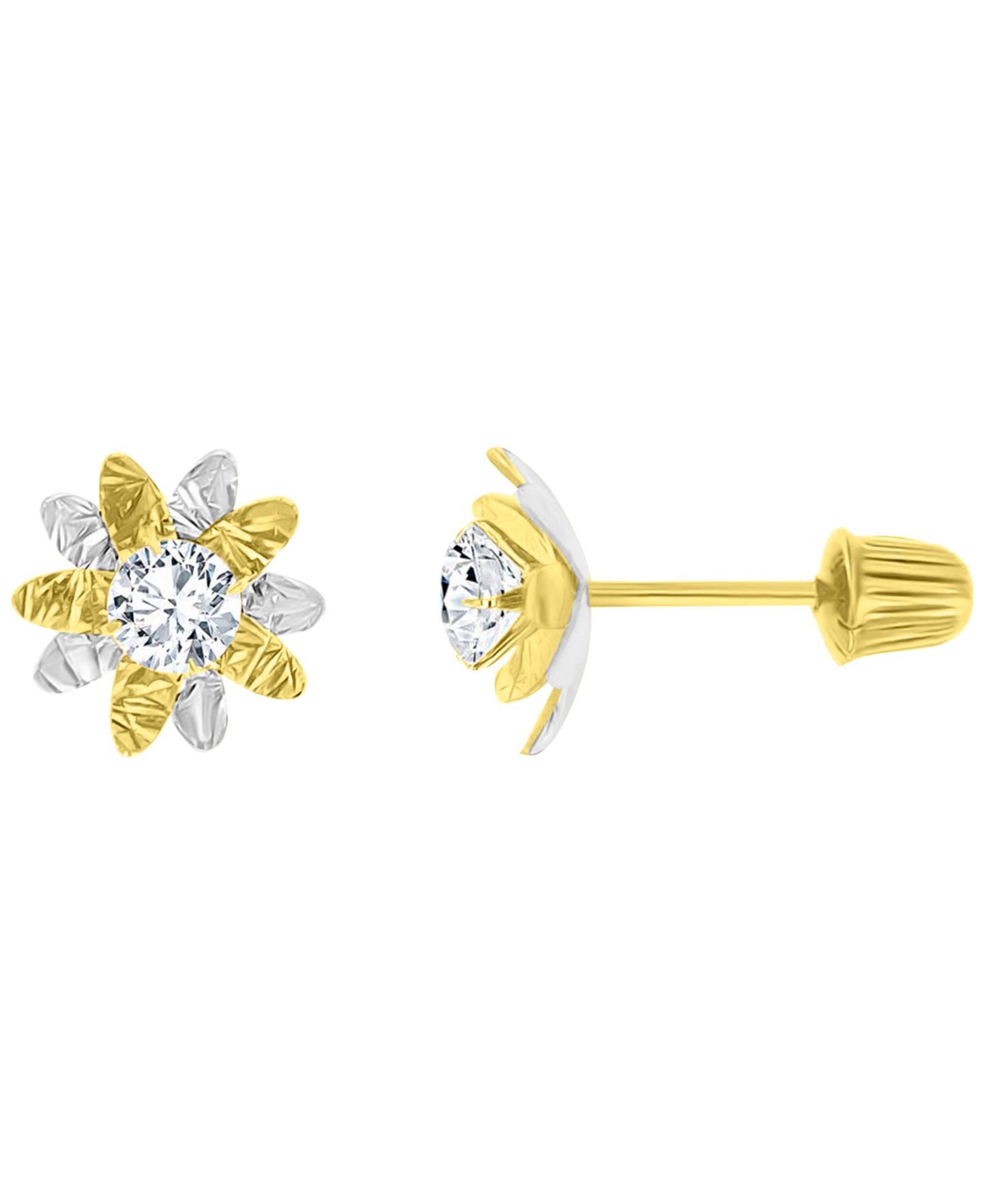 Macy's 14K Two-Tone Gold Double Flower Stud Earrings
