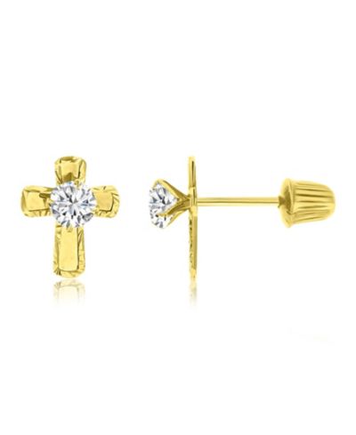 Серьги-гвоздики с перекрестными камнями из 14k желтого золота и стерлингового серебра