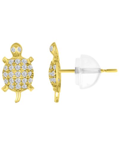 Серьги-гвоздики Macy's Micropave 14k Yellow Gold Turtle Stud Earrings
