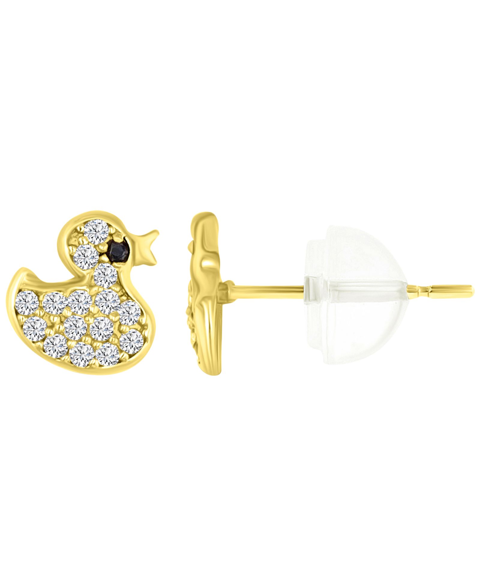 Серьги-гвоздики Micropave 14k Yellow Gold Baby Duck