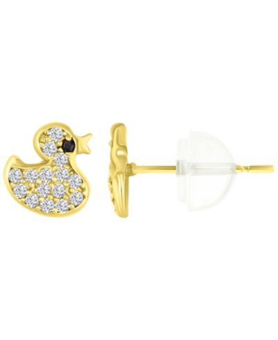 Серьги-гвоздики Micropave 14k Yellow Gold Baby Duck