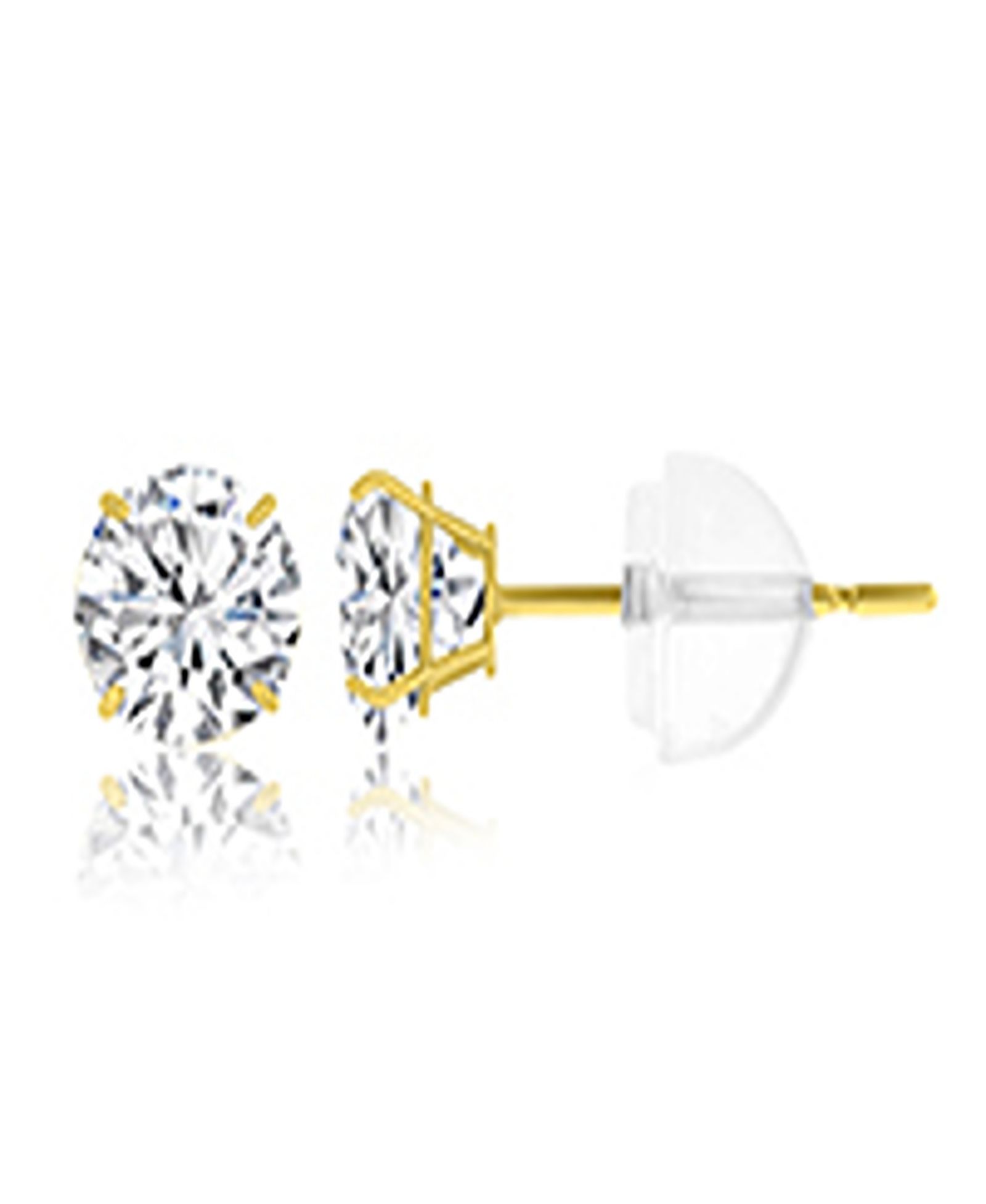 Серьги с одиночным камнем Swarovski Zirconia в желтом золоте 14k, белые