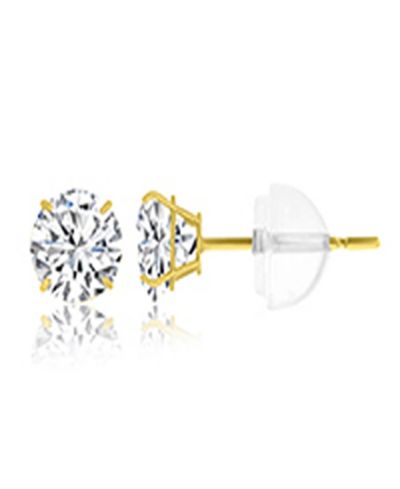 Серьги с одиночным камнем Swarovski Zirconia в желтом золоте 14k, белые