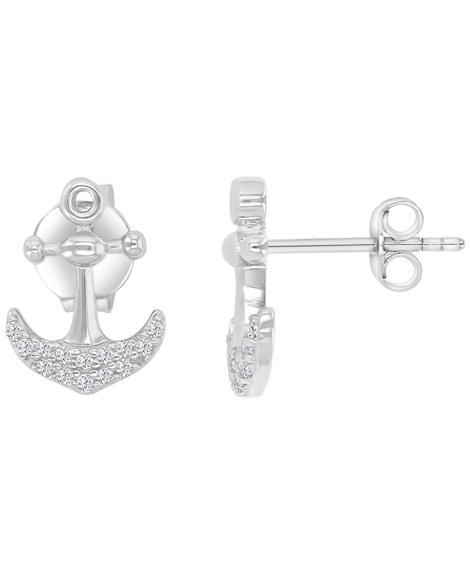 Macy's Diamond Accented Anchor Stud Earrings