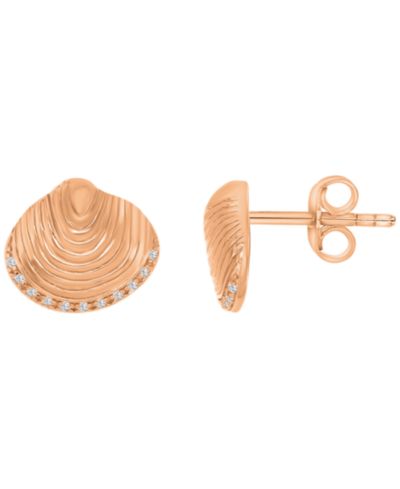 Macy's Diamond Accented Textured Seashell Stud Earrings