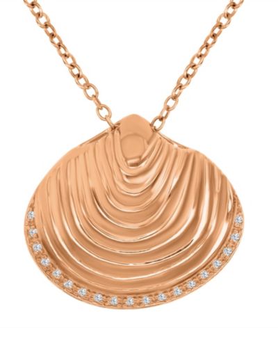 Ожерелье Macy's Diamond Accent Textured Seashell в 14k Rose Gold Over Sterling Silver