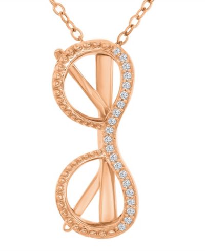 Ожерелье с бриллиантовым акцентом Macy's в 14k Rose Gold поверх Sterling Silver