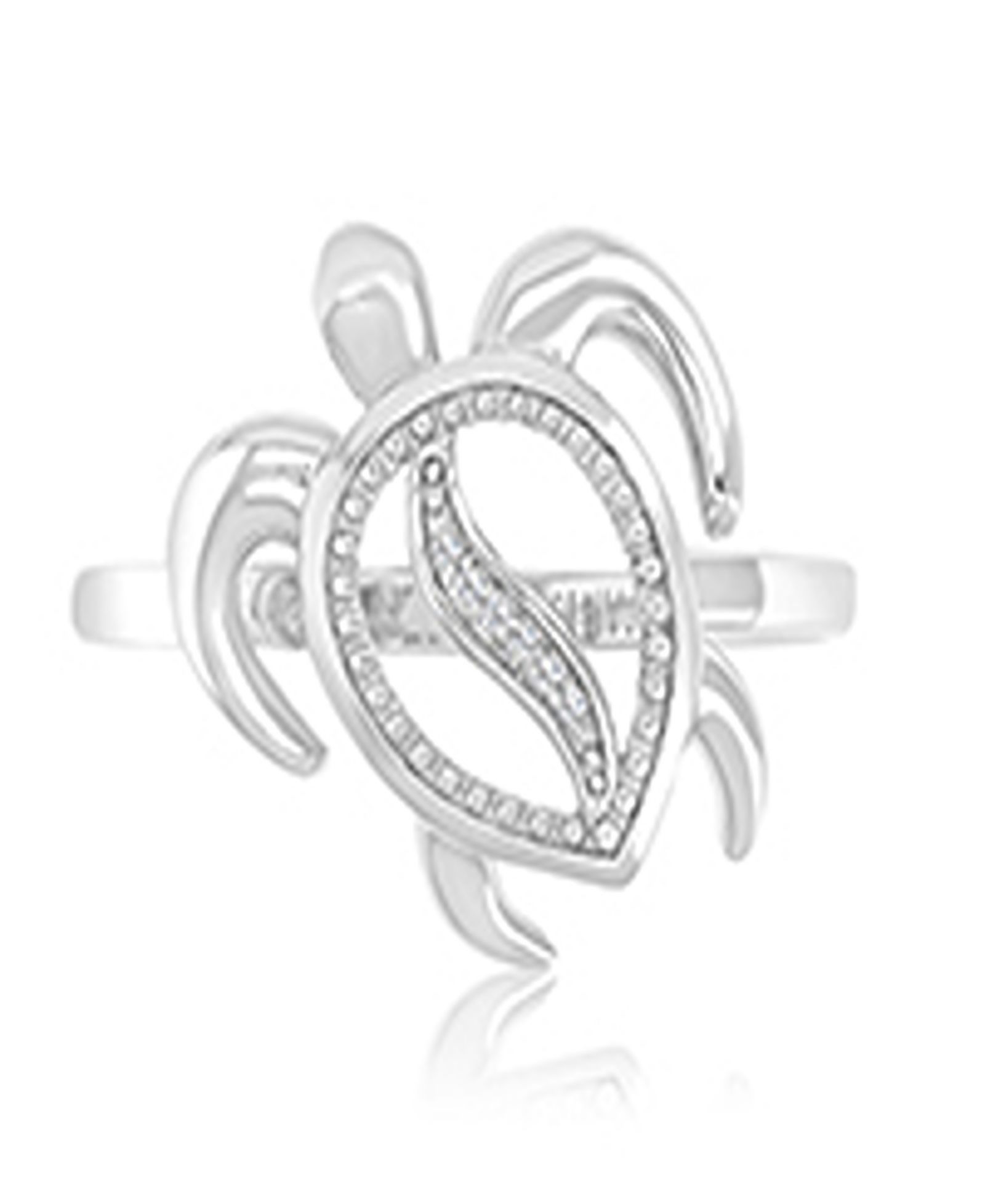 Кольцо Macy's Diamond Accent Sea Turtle Ring in Rhodium Over Sterling Silver