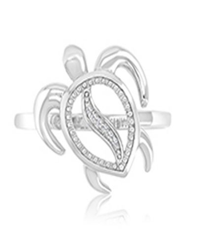 Кольцо Macy's Diamond Accent Sea Turtle Ring in Rhodium Over Sterling Silver