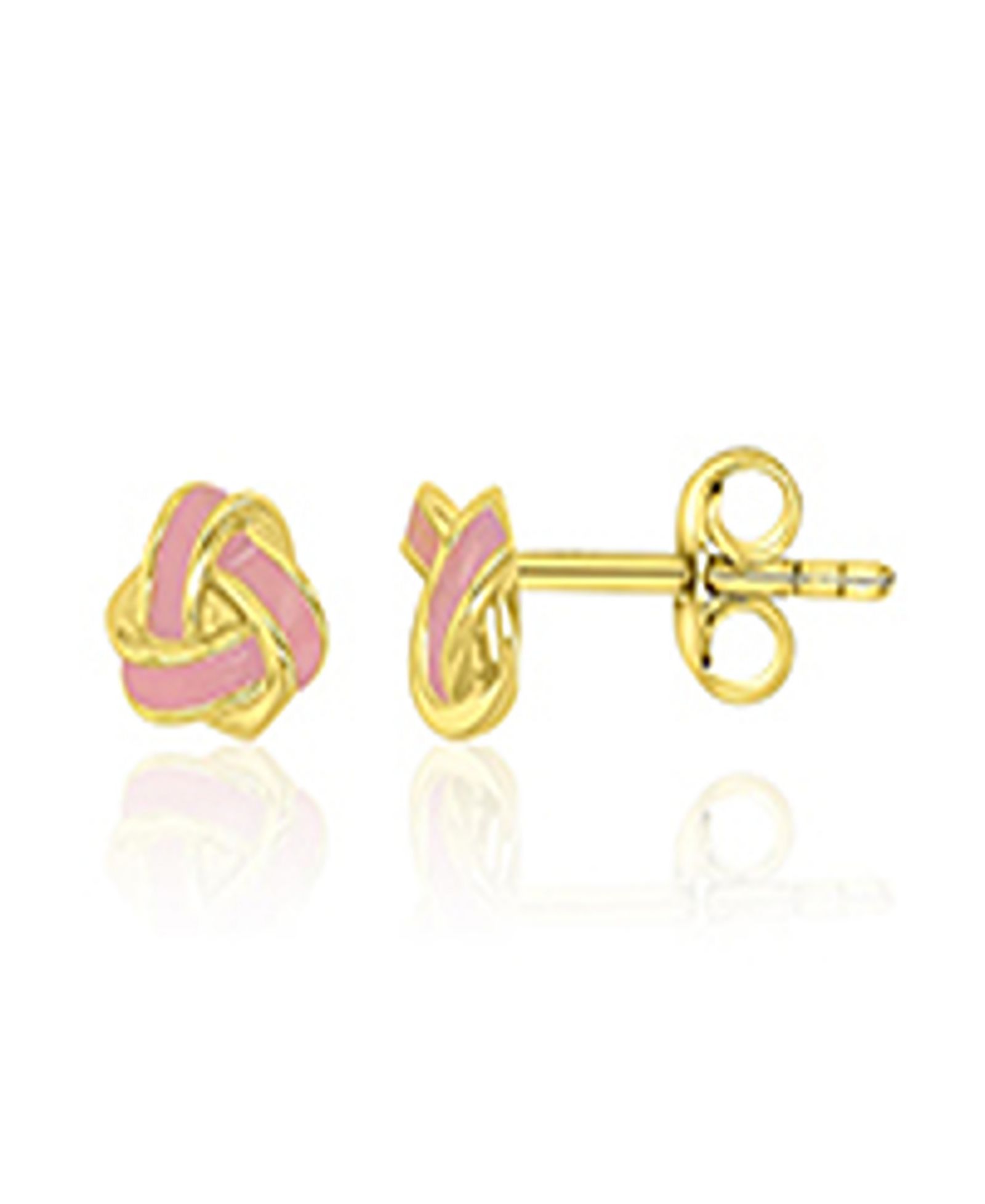 Серьги-гвоздики Pink Enamel Knot из желтого золота 14k поверх стерлингового серебра