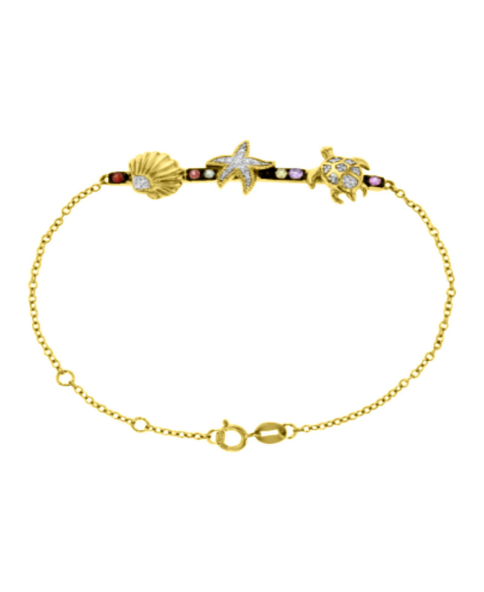 Браслет Macy's Starfish & Sea Turtle в 14k Yellow Gold Over Sterling Silver