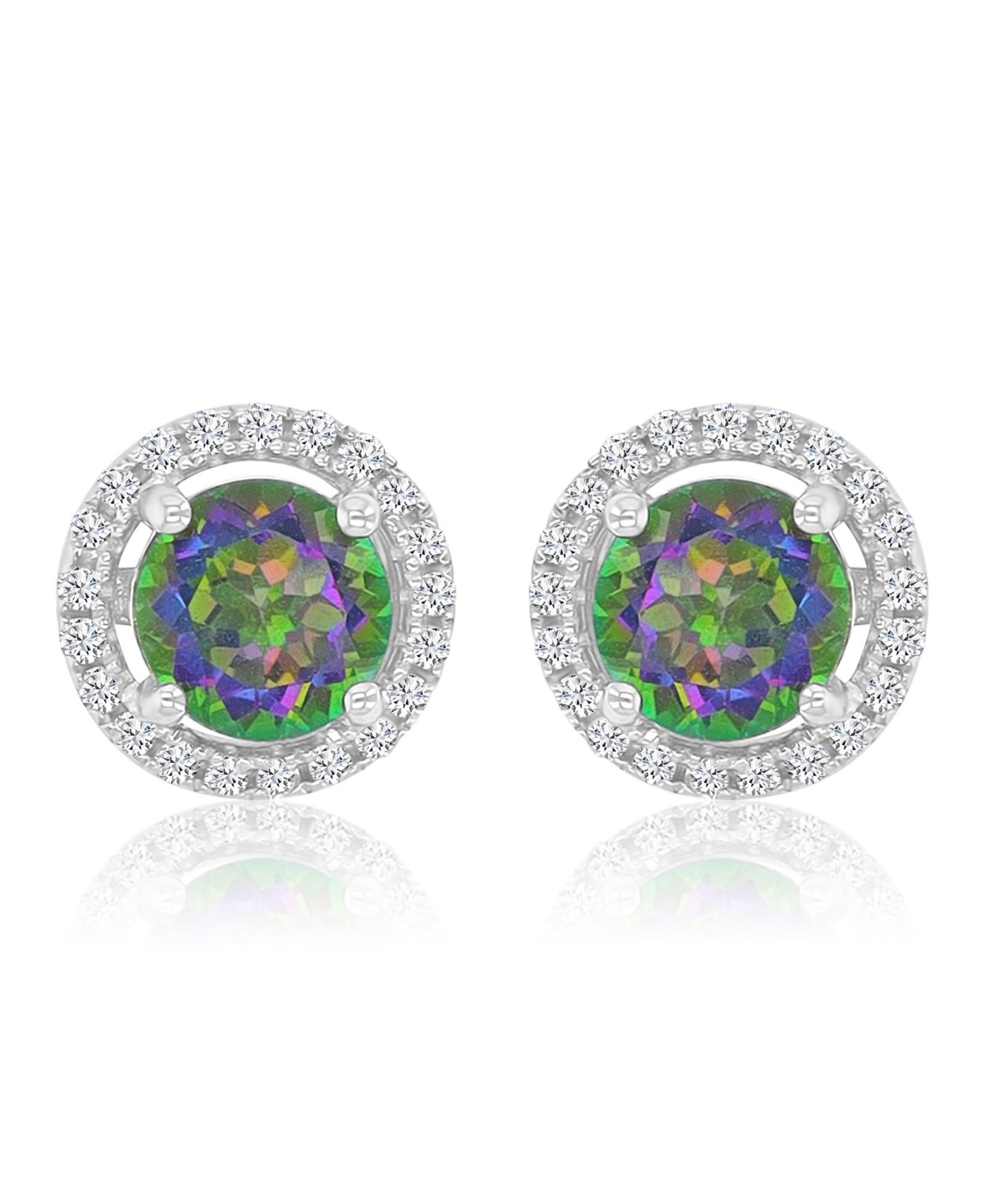 Серьги-гвоздики Macy's Diamond (0.21 ct. t.w.) и Mystic Green
