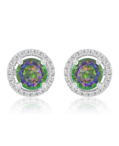 Серьги-гвоздики Macy's Diamond (0.21 ct. t.w.) и Mystic Green