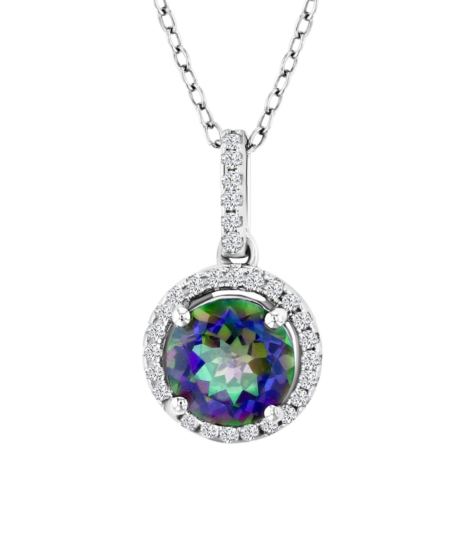 Колье с бриллиантом (0.15 ct. t.w.) и мистическим зеленым ореолом