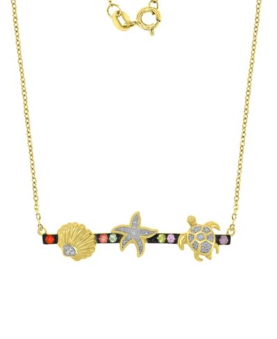 Macy's Starfish & Sea Turtle Necklace in 14k Yellow Gold Over Sterling Silver