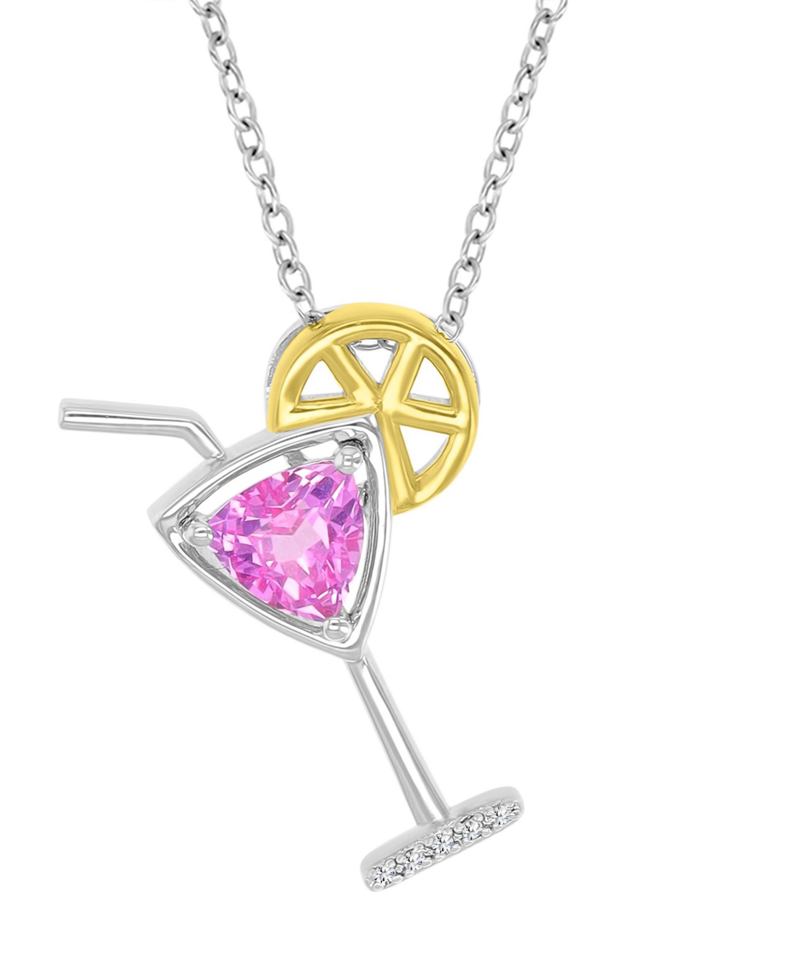 Ожерелье Macy's Diamond & Pink Sapphire Martini Glass в 14k Yellow Gold