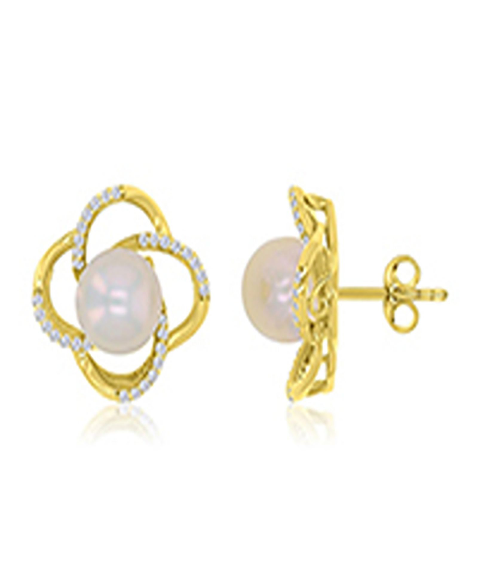 Серьги-гвоздики Macy's Imitation Pearl в золоте 14k Over Sterling Silver