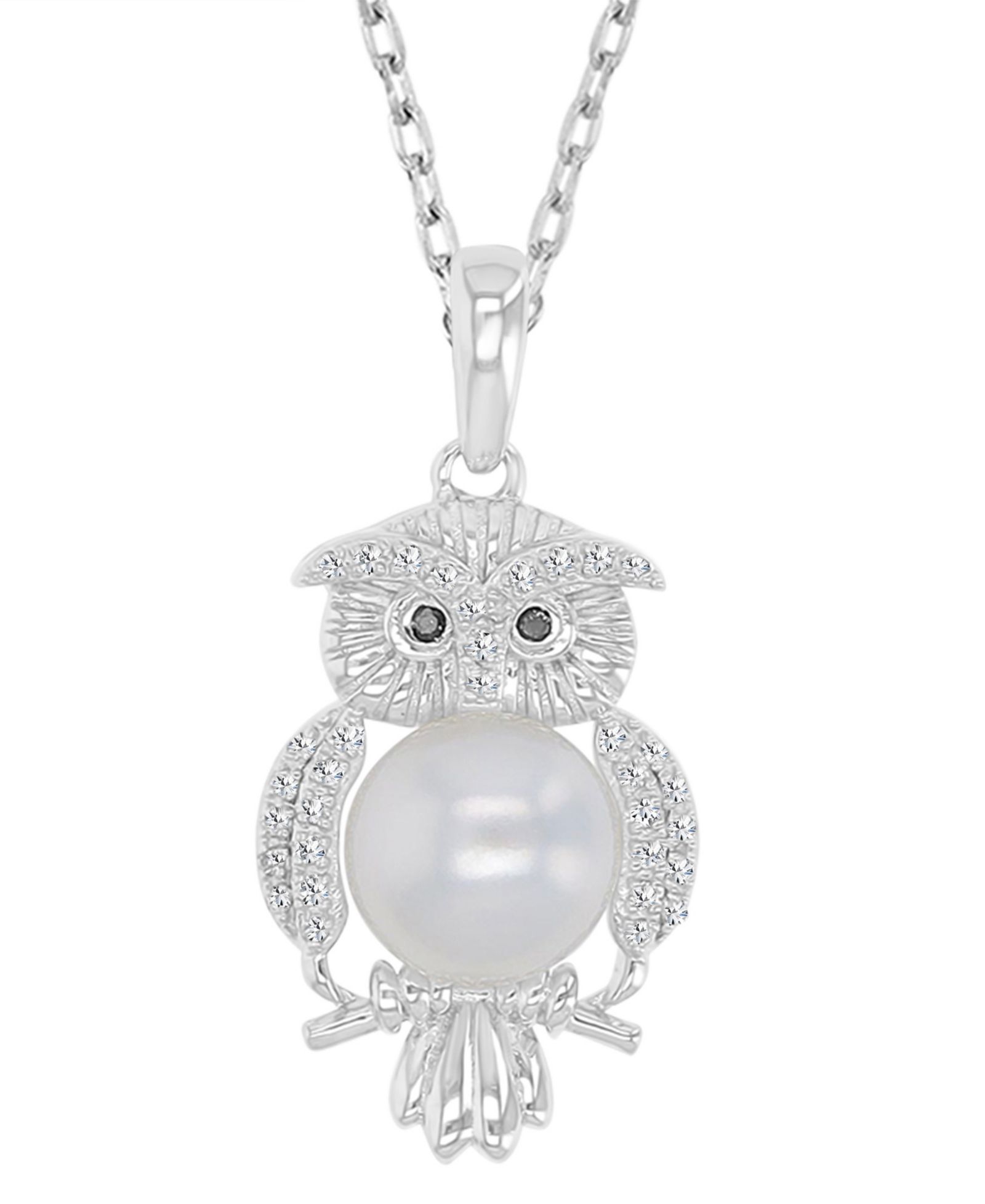 Ожерелье-подвеска Macy's Diamond, Opal & Imitation Pearl and Onyx Owl