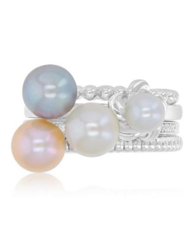 Cultured Freshwater Pearl & Diamond Accent Stackable Ring