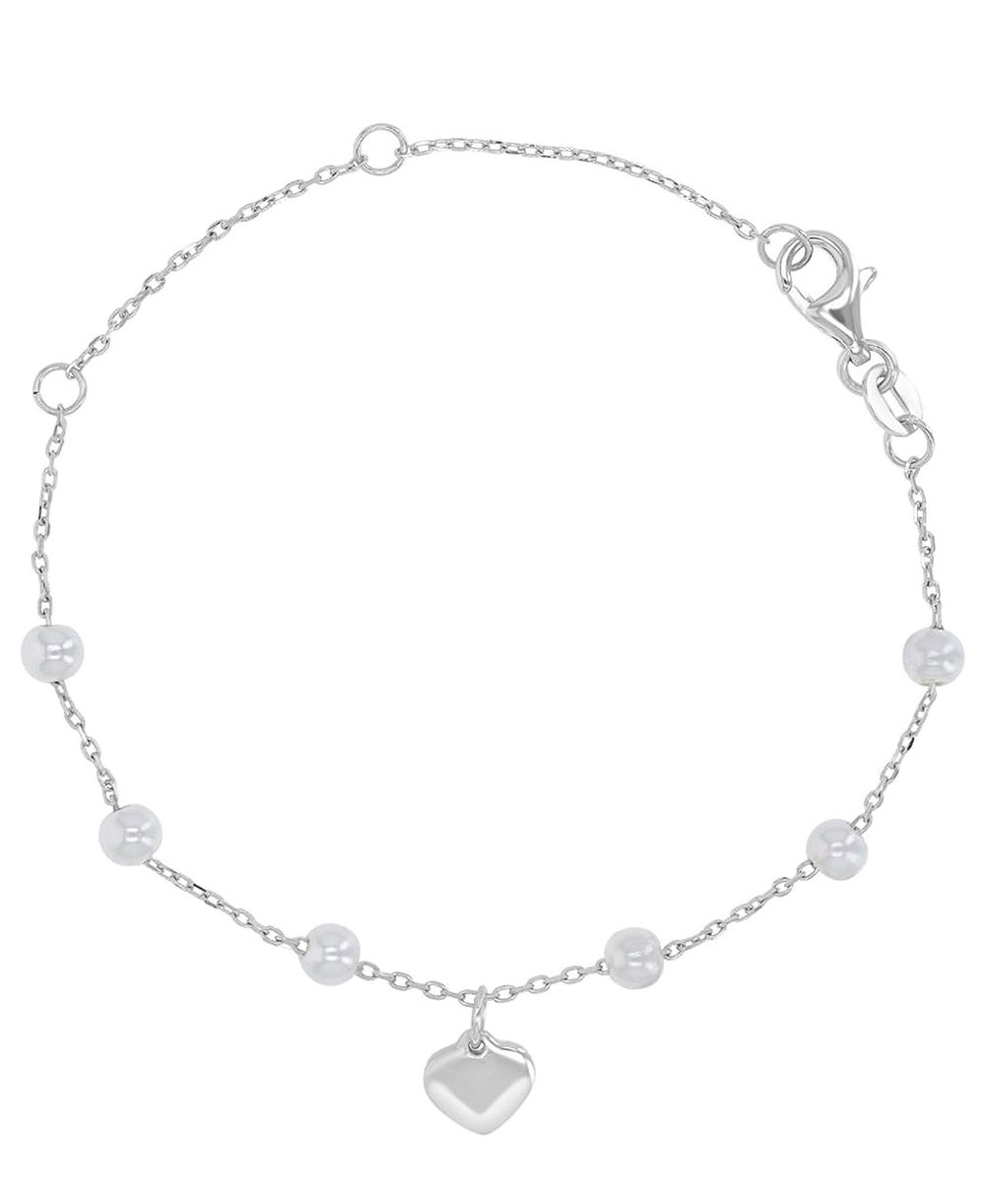 Macy's браслет Station с культивированным жемчугом и Rhodium Over Sterling Silver