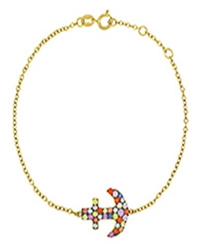 Браслет с сапфиром Multi-Color в 14k желтом золоте поверх стерлингового серебра