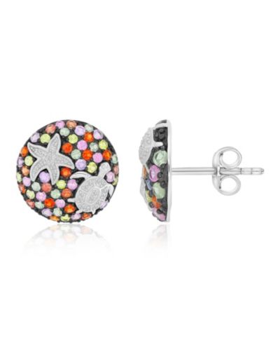 Macy's Created Multi-Stone Starfish Stud Earrings in Rhodium Over Sterling Silver