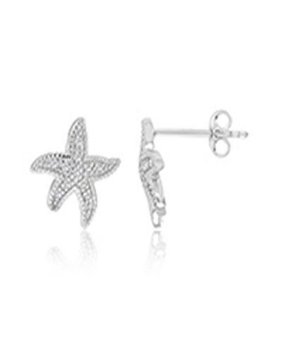 Серьги-гвоздики Macy's White Sapphire Star Fish