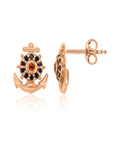 Серьги-гвоздики Macy's Onyx and Garnet в розовом золоте 14k поверх стерлингового серебра