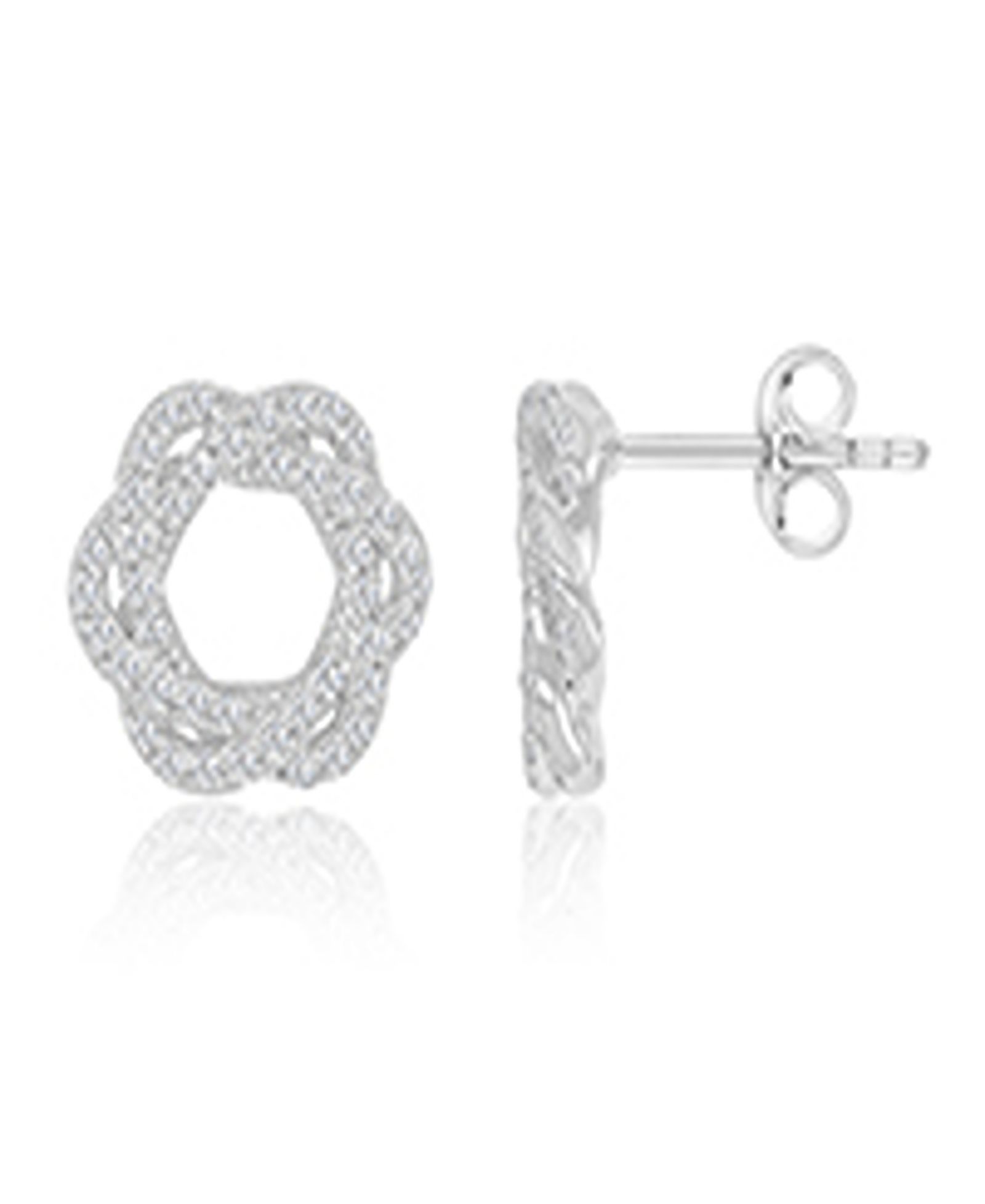 Macy's Created White Sapphire Invert Open Circle Stud Earrings in Rhodium Over Sterling Silver