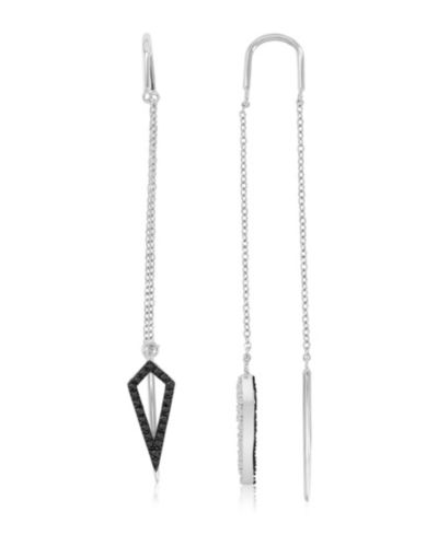 Macy's Серьги-подвески Onyx and White Sapphire в Black Rhodium Over Sterling Silver