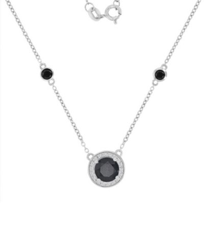 Ожерелье Macy's Station с белым сапфиром (0.09 ct. t.w.) в родиевом покрытии стерлингового серебра