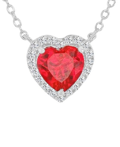 Macy's White Sapphire (0.12 ct. t.w.) Necklace in Rhodium Over Sterling Silver