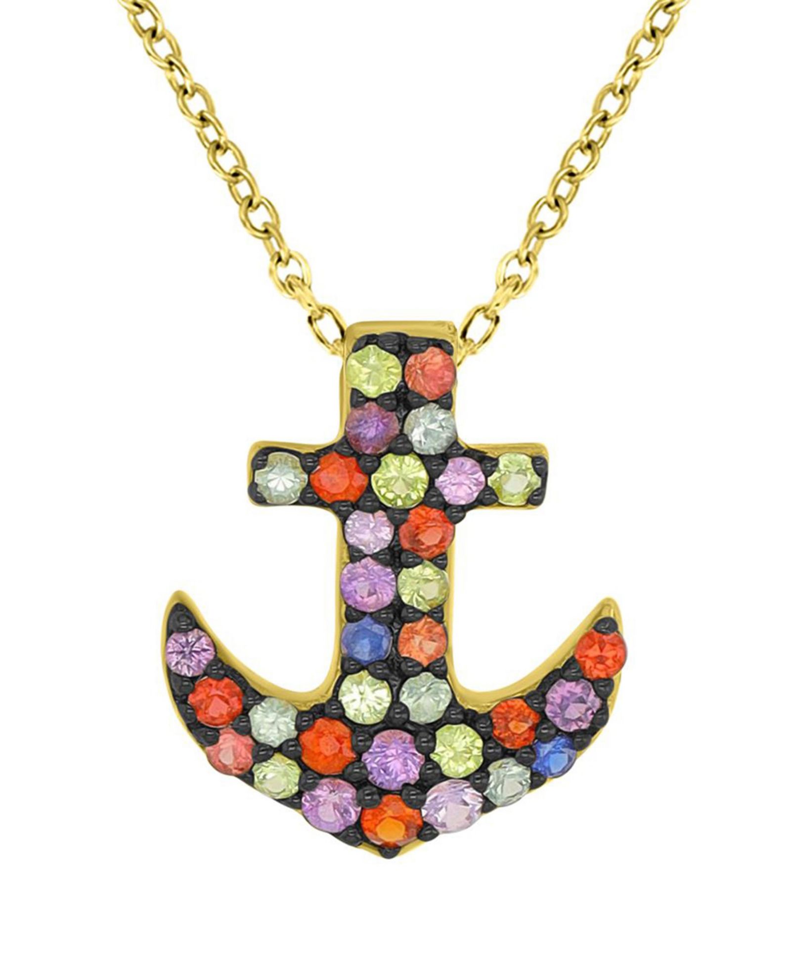 Колье Macy's Sapphire, 14k желтое золото, стерлинговое серебро