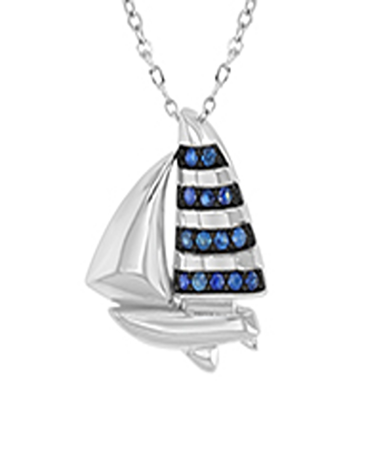 Ожерелье Macy's Blue Sapphire Ship в родиевом покрытии на стерлинговом серебре