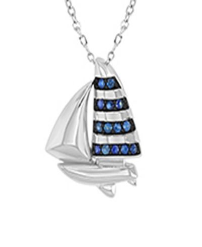 Ожерелье Macy's Blue Sapphire Ship в родиевом покрытии на стерлинговом серебре
