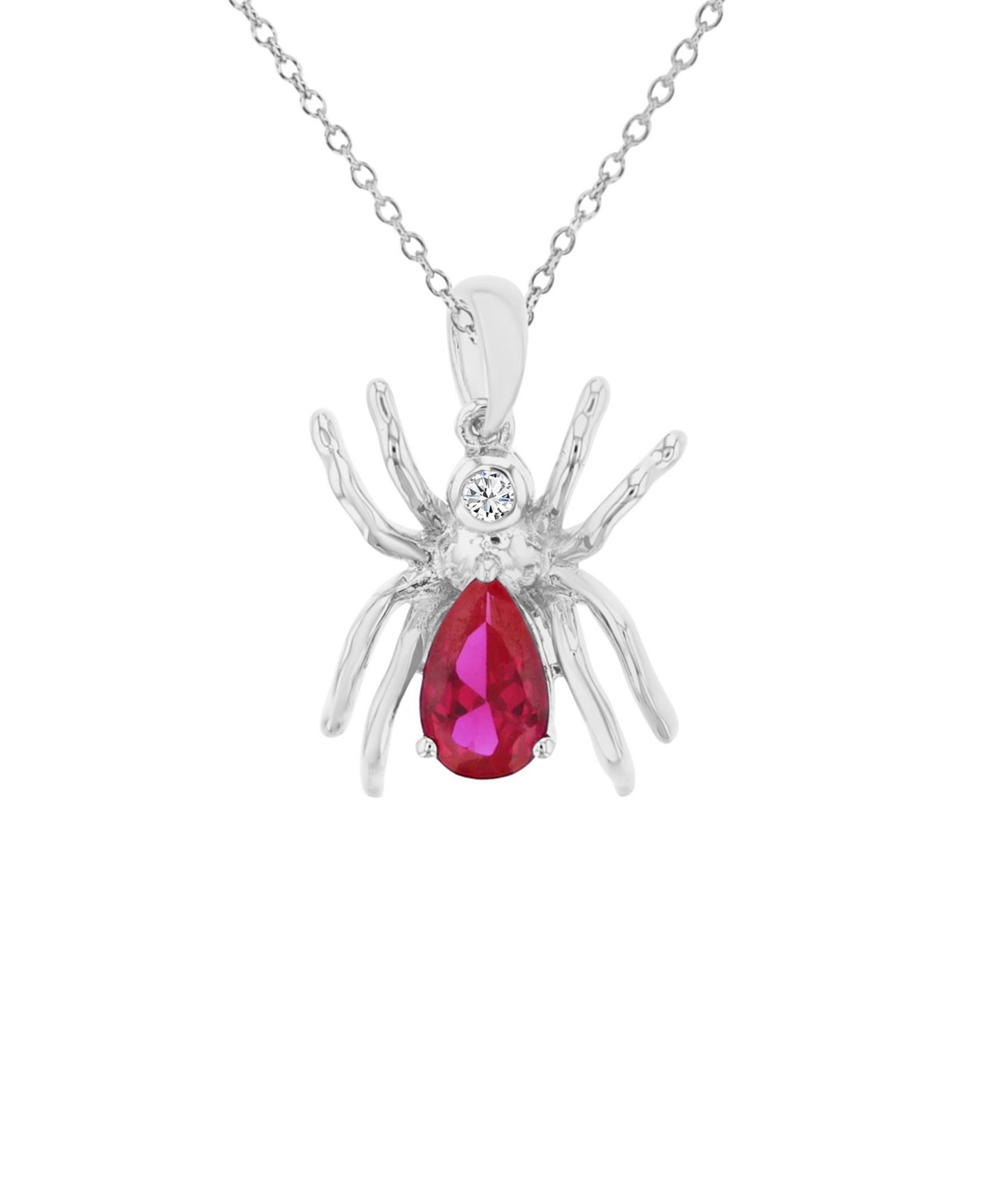 Ожерелье Macy's Ruby & White Sapphire Spider в родиевом покрытии поверх стерлингового серебра