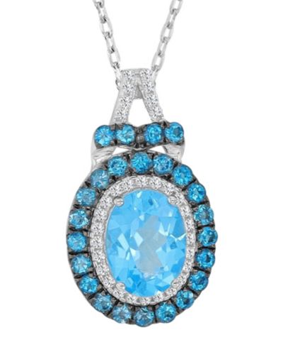 Ожерелье Macy's с голубым топазом (0.84 ct. t.w.) и сапфиром (0.15 ct. t.w.) в родиевом покрытии поверх стерлингового серебра