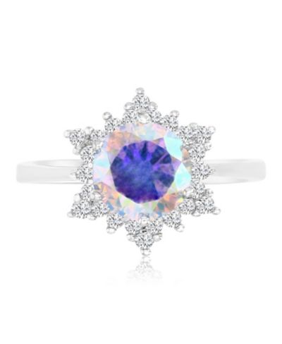 Помолвочное кольцо Macy's Aurora Borealis & Cubic Zirconia Halo Solitaire