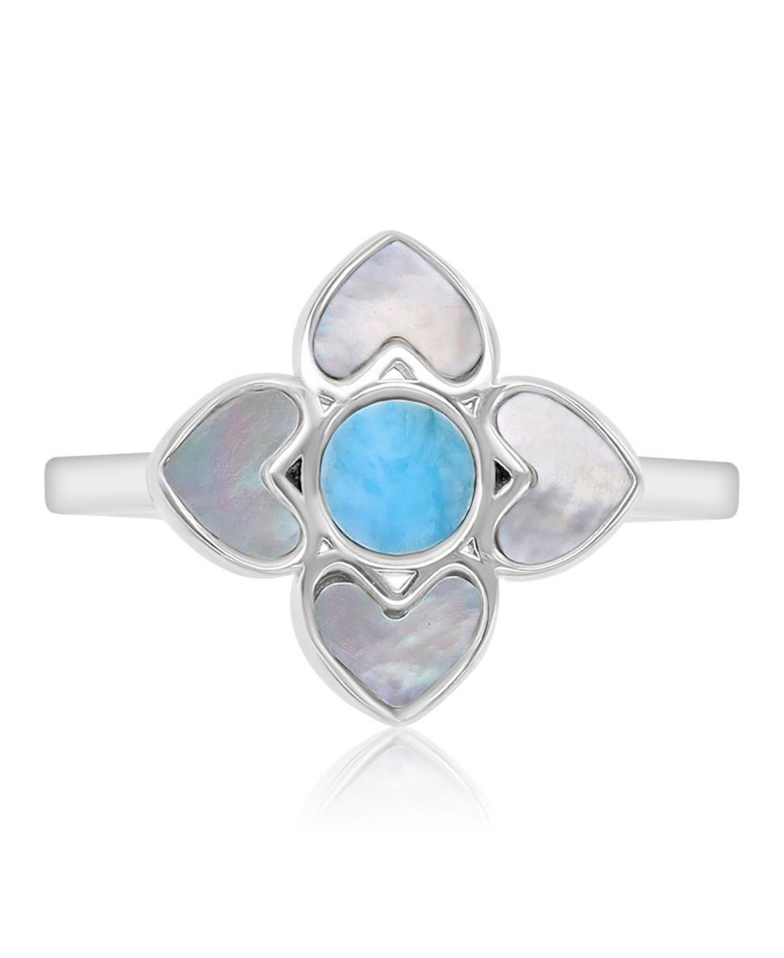 Кольцо с ларимаром (0.5 ct. t.w.) и имитацией жемчуга