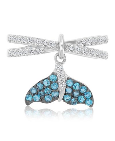 Кольцо в форме дельфина Macy's Blue Topaz & Swiss Blue Topaz в родиевом покрытии Sterling Silver