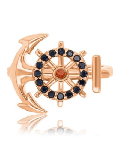 Кольцо Macy's Onyx и Garnet в золоте 14k Rose Gold над серебром Sterling Silver