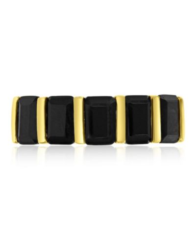 Кольцо Macy's Onyx (3.05 ct. t.w.) с чередующимися рядами камней, 14k желтое золото поверх стерлингового серебра