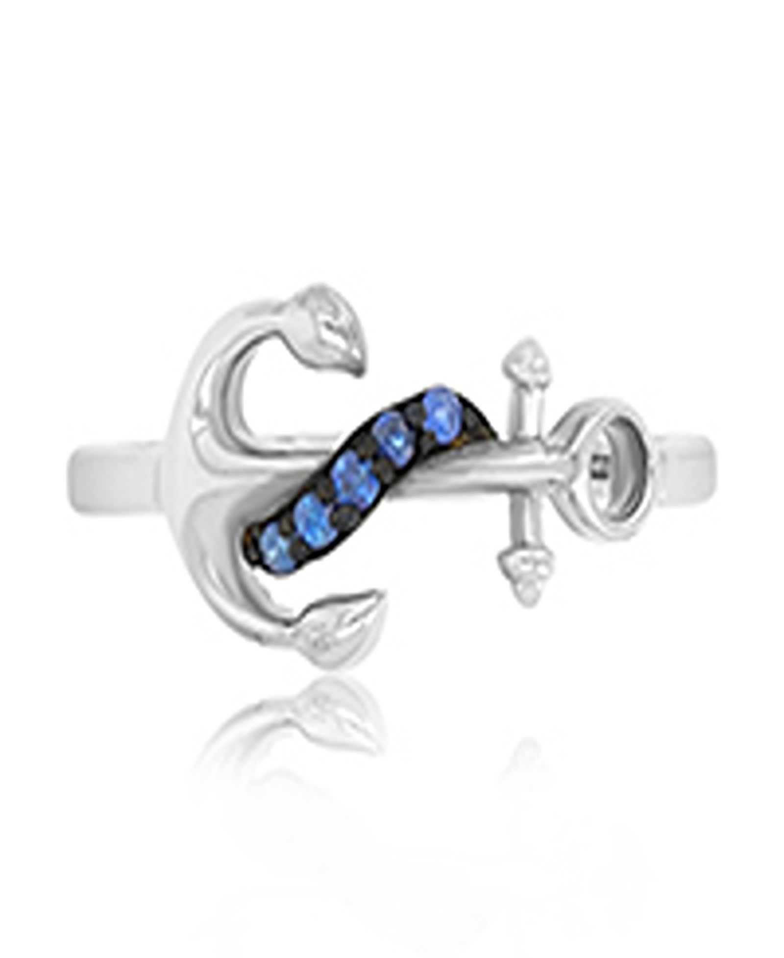 Macy's кольцо Anchor Blue Sapphire в родиуме поверх Sterling Silver